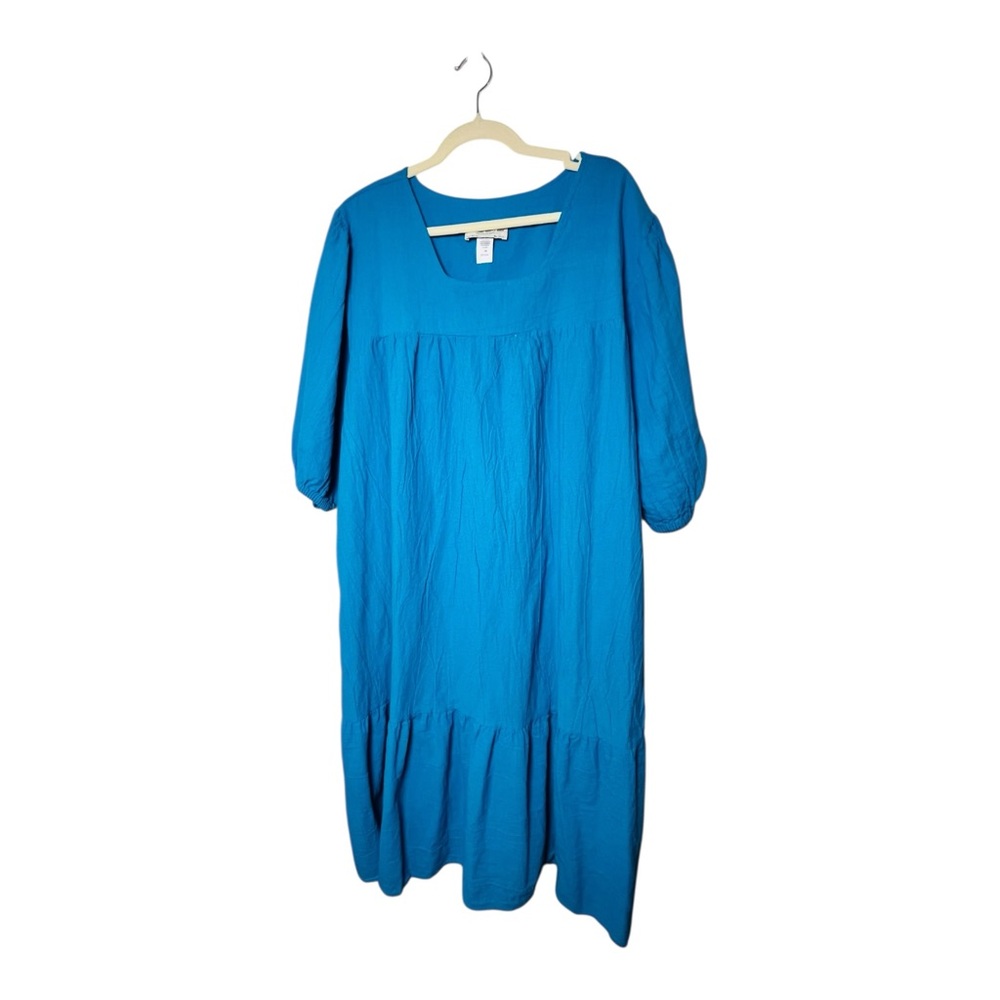 The Vermont Country Store Turquoise Mumu Women's Dress Sz. 3X Cottage Pockets - Picture 2 of 7